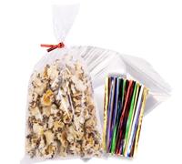 TATTI Paquete de 200 bolsas de celofán de plástico transparente de 4 x 9 pulgadas con lazos giratorios de 5 pulgadas, bolsas de caramelos, bolsas de galletas, bolsas de regalo transparentes, bolsas de