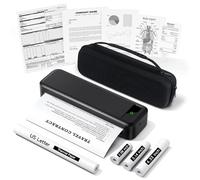 TATTMUSE Impresora Portatil A4 Kit, Impresoras Termica Bluetooth, con Maletín de Transporte y 4 Rollos de Papel, para Hogares y Oficinas,Impresoras Sin Tinta Compatible con Android y iOS