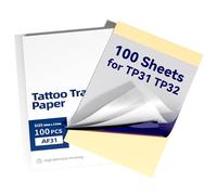 TATTMUSE Mini papel de transferencia de tatuajes de 8 x 13 cm solo para impresora de tatuajes TP31/TP32, 100 hojas, adecuado para artistas del tatuaje en tatuajes simples y tatuajes minimalistas, kit