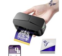 TATTMUSE Mini Termocopiadora Tattoo en Brazos, Impresora Termica Tattoo con 30pcs Papel de Tattoo Ideal para Crear Mini Plantillas Stencil, Kit de Tatuajes para Artistas, Compatible con iPhone y iPad