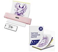 TATTMUSE Rosado Termocopiadora Tattoo con 35pcs de Papel, Tattoo Transfer para Principiantes y Artistas del Tatuaje, Impresora Termica Tattoo Compatible con Smartphone PC