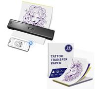 TATTMUSE Termocopiadora Tattoo con 35pcs de Papel, Tattoo Transfer para Principiantes y Artistas del Tatuaje, Impresora Termica Tattoo Compatible con Smartphone PC