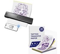 TATTMUSE Termocopiadora Tattoo con 50pcs de Papel, Tattoo Transfer para Principiantes y Artistas del Tatuaje, Impresora Termica Tattoo Compatible con Smartphone PC