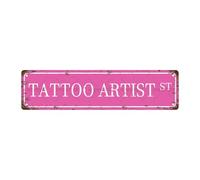 TATTOO ARTIST ST - Letrero de metal vintage para calle, bar, cafetería, garaje, cueva, hogar, habitación, baño, granja, jardín, porche, patio, 40,6 x 10,2 cm