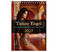 Tattoo Engel (Tischkalender 2027 DIN A5 hoch), CALVENDO Monatskalender: Verführerische Schönheiten mit ornamentalen Tattoos