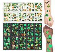 Tattoo Kids 216 Piezas Pegatinas de Tatuaje del Día de San Patricio 20 Hojas Juego de Tatuajes Temporales Luminosos Pegatinas de Tatuajes Impermeables para Adultos Niños Accesorios del Día