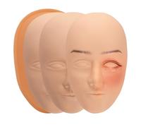 Tattoo Practice Skin Head, 3pcs Soft Rubber Fake Skin for Permanent Makeup Microblading Eyebrow Lip Eyeliner Tattooing, 1pcs Facial Tattoo Training Skin Support Base