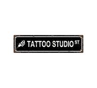 TATTOO STUDIO ST - Letrero de metal vintage de estaño, letrero de calle, decoración del hogar, decoración de habitación, decoración de pared, decoración de baño, decoración de bar, decoración de