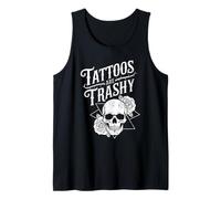 Tattoos Are Trashy Calavera Rosas Gótico Anti Tatuaje Camiseta sin Mangas
