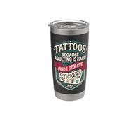 tattoos because adulting is hard and i deserve stickers Vaso térmico de acero inoxidable de doble pared