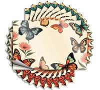Tattoos Core Tiki Impermeable - Diseño de marco de mariposas y flores coloridas, calcomanía autoadhesiva de agua para artículos de uso (12 x 18 cm)
