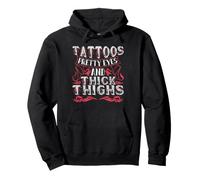 Tattoos Pretty Eyes and Thick Thighs Tattooed Girl Sudadera con Capucha