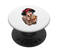 Tatuado Pin Up Girl Teddy Retro Art PopSockets PopGrip Adhesivo