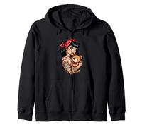 Tatuado Pin Up Girl Teddy Retro Art Sudadera con Capucha