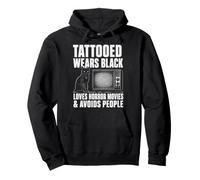 Tatuado Viste de Negro ama películas de Terror Evita a la Gente Sudadera con Capucha