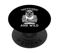 Tatuado Y Salvaje Divertido Entintado Hiena Animal Tatuaje Amante PopSockets PopGrip Adhesivo