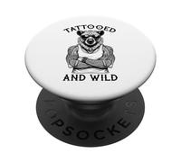 Tatuado Y Salvaje Divertido Entintado Hiena Animal Tatuaje Amante PopSockets PopGrip Adhesivo