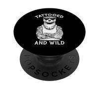 Tatuado Y Salvaje Divertido Entintado Nutria Animal Tatuaje Amante PopSockets PopGrip Adhesivo