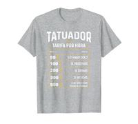 Tatuador - Tarifa por Hora de Tatuador Diseño Gracioso Camiseta, Hombre, Gris Jaspeado, 5XL