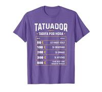 Tatuador - Tarifa por Hora de Tatuador Diseño Gracioso Camiseta, Hombre, Morado Jaspeado, 3XL