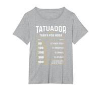 Tatuador - Tarifa por Hora de Tatuador Diseño Gracioso Camiseta, Mujer Tallas Grandes, Gris Jaspeado, 5XL Grande