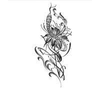 Tatuaje adhesivo a prueba de agua, dragón, loto, mariposa, mujeres, hombres, tatuajes, brazo, espalda, arte corporal, Tatuaje falso (21 * 11,4 cm)(002)