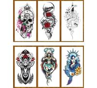 Tatuaje Adhesivo Impermeable Para Brazo Completo Pequeño, Medio Brazo, Cabeza De Lobo Feroz, Brazo De Animal, Pegatina De Tatuaje De Larga Duración