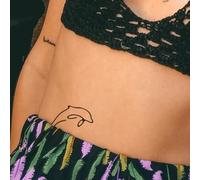 Tatuaje ANIMAL - Temporalis® | Tatuajes temporales adultos - Cosmético certificado por la UE, vegano y resistente al agua - Dura 1 a 2 semanas [ Tattoo Delfín minimalista ]