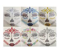 Tatuaje Autocolante para Halloween, Pegatinas Cara Festival, Face Gems Stickers, Gemas Faciales Adhesivas Catrina para Cara Maquillaje, 6PCS (MODELO C)