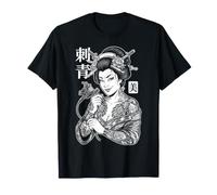 Tatuaje Belleza Vintage Japonés Geisha Mujer Entintada Camiseta