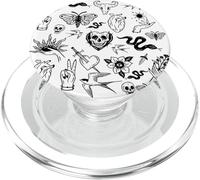 tatuaje corazón humano serpiente polilla daga gótico blanco halloween PopSockets PopGrip para MagSafe