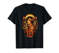 Tatuaje de 8 Bolas de Lucky Lady Pin Up de la Vieja Escuela Camiseta gráfica económica, Hombre, Negro, S