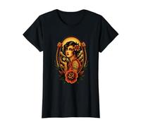 Tatuaje de 8 Bolas de Lucky Lady Pin Up de la Vieja Escuela Camiseta gráfica económica, Mujer, Negro, L