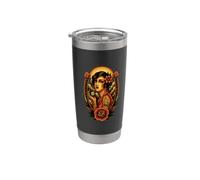 Tatuaje de 8 bolas de Lucky Lady Pin Up de la vieja escuela Vaso térmico de acero inoxidable de doble pared