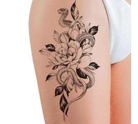 Tatuaje de flores para mujer, tatuaje semipermanente | Pegatinas de tatuaje impermeables de 15 días de rosas | Diseño único y duradero, suministros de fiesta para cuerpo, mano, brazo, cuello.