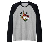 Tatuaje de Madre Golondrina - Diseño clásico de Tinta Homenaje Camiseta Manga Raglan