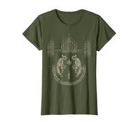 Tatuaje de Sak Yant Famoso de Tailandia Tatuaje Real Camiseta, Mujer, Verde Oliva, XS