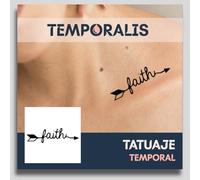 Tatuaje FRASE - Temporalis® | Tatuajes temporales adultos - Cosmético certificado por la UE, vegano y resistente al agua - Dura 1 a 2 semanas [ Tattoo Flecha Faith ]