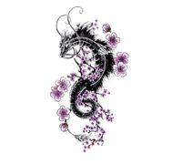 Tatuaje impermeable pegatina dragón negro serpiente tótem tatuaje mujeres hombres arte corporal for brazos tatuajes falsos