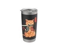 Tatuaje japonés Samurai Ninja Cat Kawaii gráfico Vaso térmico de acero inoxidable de doble pared