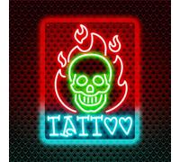 Tatuaje LED neón letrero decoración de pared USB letrero iluminado tatuaje salón estudio tienda bar de negocios bar sala de juegos regalo de cumpleaños de navidad (13.78 * 10.63 pulgadas)