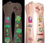 Tatuaje Niños, 10 Hojas Luminosas Juegos Temporary Tattoo, Set de Pegatinas Tatuaje,Calcamonias Tatuajes Luminosos Niñas Niños, Regalos Tatuaje Fiesta Cumpleaños Niños