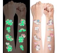 Tatuaje Niños, 10 Hojas Luminosas Unicornios Temporary Tattoo, Set de Pegatinas Tatuaje,Calcamonias Tatuajes Luminosos Niñas Niños, Regalos Tatuaje Fiesta Cumpleaños Niños