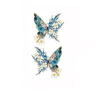 Tatuaje pegatinas mariposa azul Rosa flor Color Animal tatuaje falso for Mujeres Hombres brazo mano tatuaje temporal impermeable(Green)