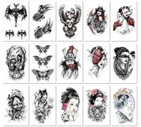 Tatuaje Realista De Media Manga De Geisha Ukiyo-E Oscura, Transferencia Al Agua 120 * 190MM A033