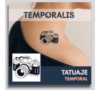 Tatuaje RETRO - Temporalis® | Tatuajes temporales adultos - Cosmético certificado por la UE, vegano y resistente al agua - Dura 1 a 2 semanas [ Tattoo Cámara vintage ]
