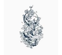 Tatuaje Temporal A Base De Hierbas, Anti-Rozaduras, No Reflectante, Con Diseño De Zorro, Flor De Durazno En Forma De Media Luna, Para Hombres Y Mujeres, Semipermanente Y Con Duración De 2 Semanas.