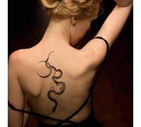 Tatuaje Temporal A Base De Hierbas Con Forma De Media Luna Y Serpiente, El Muslo Y La Cintura, Con Efecto De Simulación, Tatuaje Falso Semipermanente Con Duración De 2 Semanas, Para Hombres Y Mujeres.
