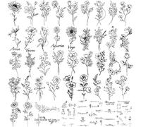Tatuaje temporal a prueba de agua 90 hojas de tatuajes falsos, 52 hojas de pegatinas de tatuaje de palabras inspiradoras 38 hojas de pegatinas de flores de girasol rosa para mujeres y hombres…
