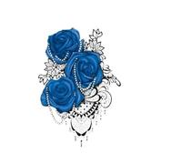 Tatuaje temporal a prueba de agua pegatina azul rosa encaje Flash tatuajes arte corporal brazo Tatuaje falso mujeres hombres